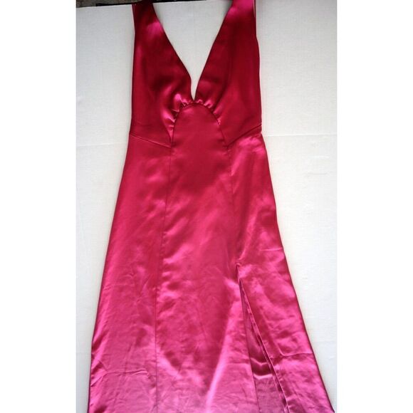 Free People OB1874583 Women's Sz Small Pink Satin Halter Low Back Maxi Dress - Picture 6 of 13